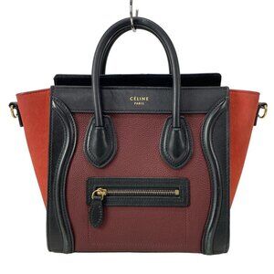 CELINE Luggage Nano Shopper 168243AAC.27CA Bordeaux Black Red Leather -